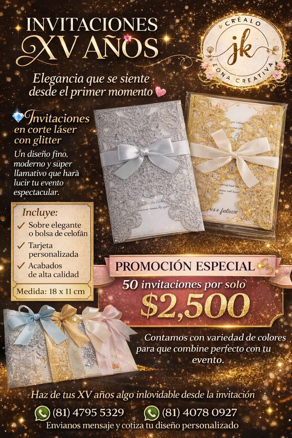 Invitaciones personalizadas para boda o xv años